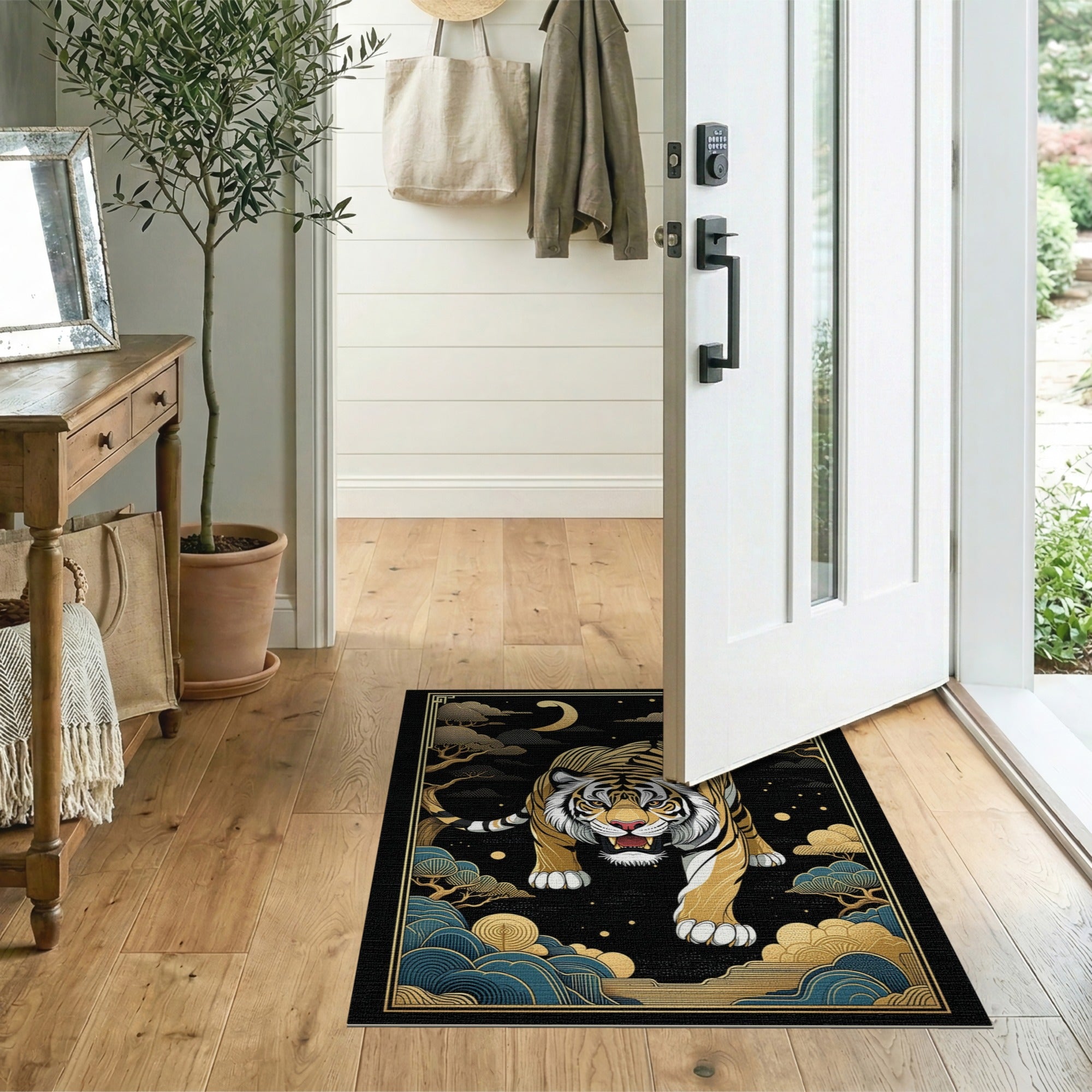 Majestic Golden Tiger Night Prowl Area Rug