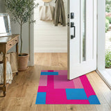 Vibrant Geometric Pink Blue Area Rug