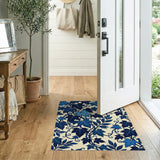 Navy Blue Ivy Leaf Area Rug
