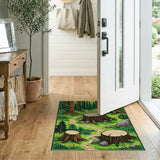 Whimsical Forest Path Tree Stumps Area Rug