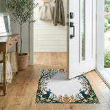 Teal Owl Deer Forest Arch Area Rug