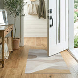 Beige and Neutral Neutral Abstract Wave Area Rug