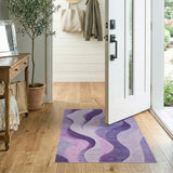 Abstract Area Wavy Purple Wavy Abstract Area Rug