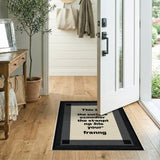 Distressed Framed Text Black White Area Rug