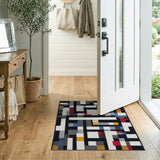 Abstract Geometric Multi-Color Patchwork Rug