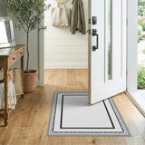 Geometric Modern Grey Grey Geometric Border Area Rug