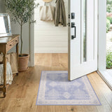 Blue Distressed Vintage Floral Area Rug
