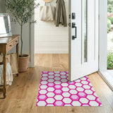 Pink Honeycomb Hexagon Geometric Area Rug