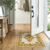 Gold and Silver Ornate Gold Medallion Persian Rug