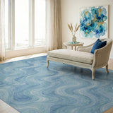 Wave Blue Teal Wave Abstract Area Rug