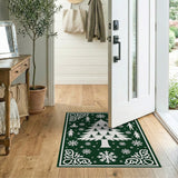 Yoga Christmas Tree Silhouette Green Area Rug