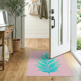Swirling Teal Fern Leaf Area Rug