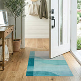 Blue and Teal Wave Abstract Area Rug