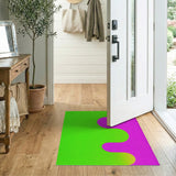 Vibrant Green Pink Wavy Abstract Area Rug