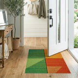 Bold Green Orange Geometric Area Rug