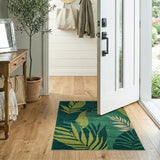 Abstract Area Emerald Green Leaf Abstract Area Rug