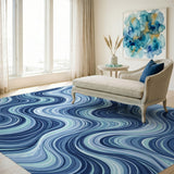 Swirl Blue Teal Swirl Abstract Area Rug