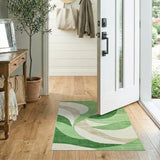 Modern Green Wave Abstract Area Rug