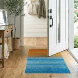 Orange to Blue Gradient Striped Area Rug