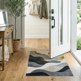 Abstract Gold Sun Wave Area Rug