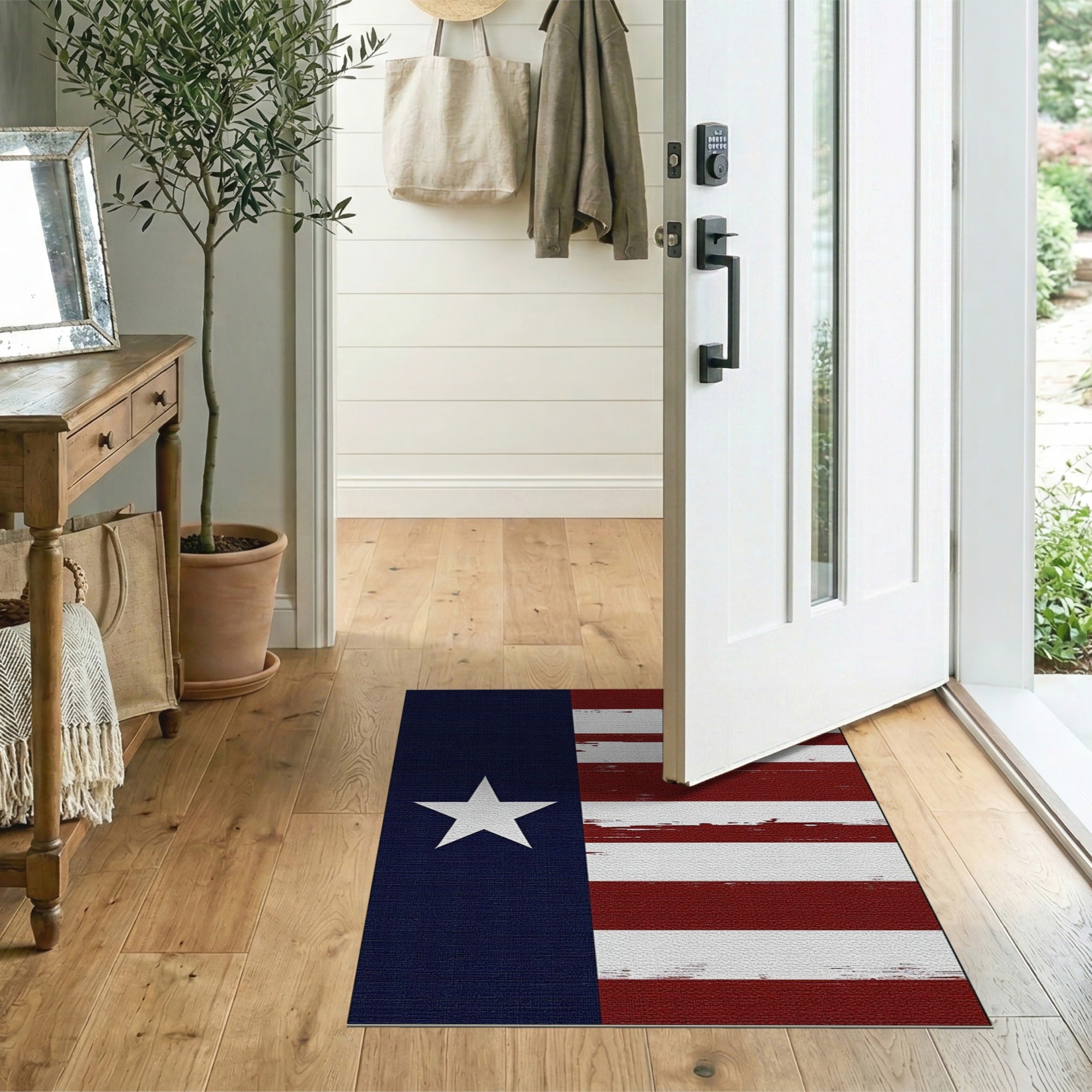 Distressed Texas Lone Star Flag Area Rug