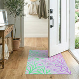 Purple Ocean Swirl Area Rug with Starfish Shells
