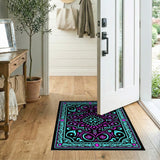 Vibrant Teal Pink Persian Mandala Area Rug