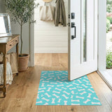 Playful Teal Dog Bone Area Rug