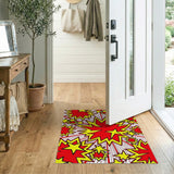 ODIKA Washable Pop Art Comic Book Rug - Red & Yellow Starburst Low Pile Area Rug