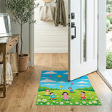 Kids Cartoon Park Play with Balloons Rug