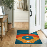 Teal Baseball Diamond Geometric Area Rug