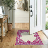 Ornate Magenta Floral Border Area Rug