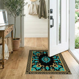 Blue and Teal Traditional Persian Teal Gold Medallion Persian Area Rug
