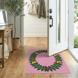 Pink Holly Wreath Poinsettia Bells Area Rug