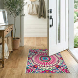 Multi-color and Patterns Vibrant Pink Mandala Area Rug