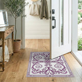 Elegant Purple Floral Scroll Area Rug