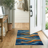 Sunset Ocean Waves Abstract Area Rug