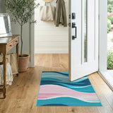 Blue Teal Ocean Waves Area Rug