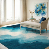 Blue and Teal Abstract Area Blue Teal Wave Abstract Area Rug