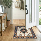 Blue and Teal Blue Floral Medallion Persian Area Rug