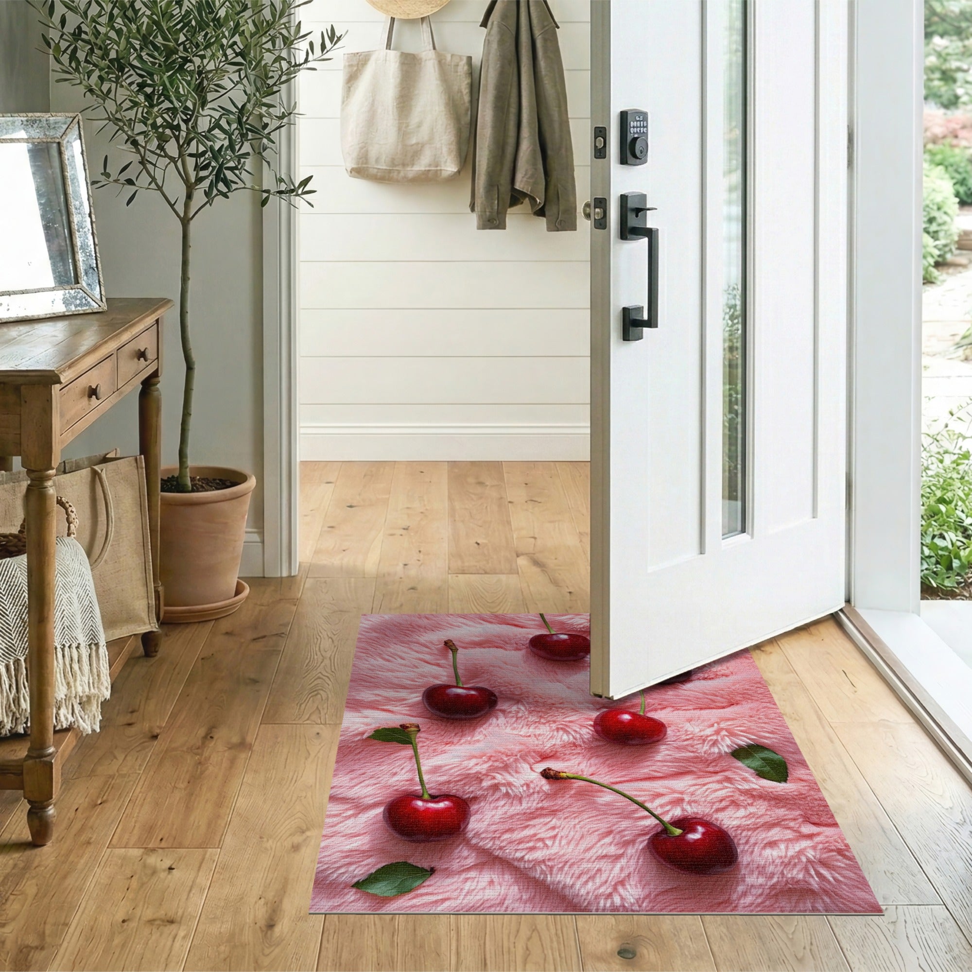 Cherry Delight Pink Shag Fruit Rug
