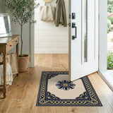 Navy Gold Ornate Floral Persian Area Rug