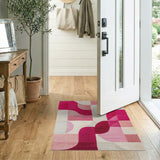 Pink Vibrant Pink Geometric Abstract Area Rug