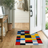 ODIKA Modern Bauhaus Geometric Washable Rug - Primary Colors Low Pile Non-Slip Area Rug