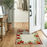 ODIKA Washable Red Apple Orchard Low Pile Non-Slip Farmhouse Area Rug
