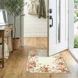 Pink Rose Border Vintage Floral Area Rug