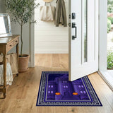 Purple Haunted Castle Halloween Area Rug