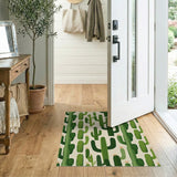 Whimsical Green Cactus Repeat Area Rug