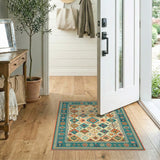 Southwestern Teal Geometric Area Rug