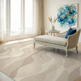 Beige Wavy Abstract No. 8 Area Rug